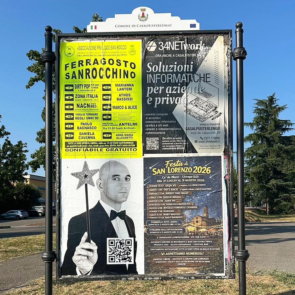 Il secondo mago di Carlo Buzzi in pubblica affissione nella Terra dei Fiumi